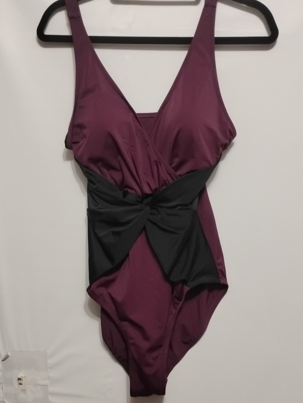 Colleen Lopez Plum One-Piece with Black Waist Knot